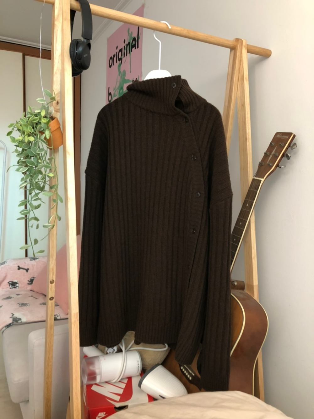 brown knit dress(모70%원사)